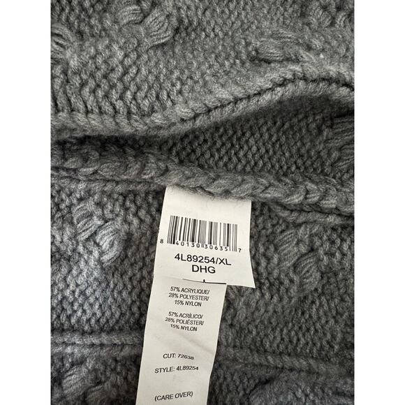 Karen Kane Cardigan Sweater Women XL Gray Cable Knit‎ Fisherman Boxy - Picture 5 of 6